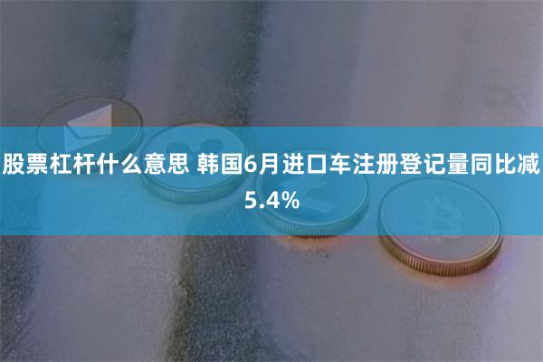 股票杠杆什么意思 韩国6月进口车注册登记量同比减5.4%