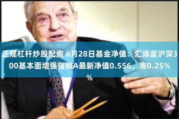 正规杠杆炒股配资 6月28日基金净值：汇添富沪深300基本面增强指数A最新净值0.556，涨0.25%