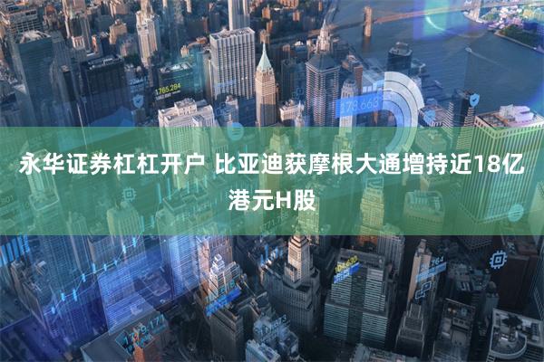 永华证券杠杠开户 比亚迪获摩根大通增持近18亿港元H股