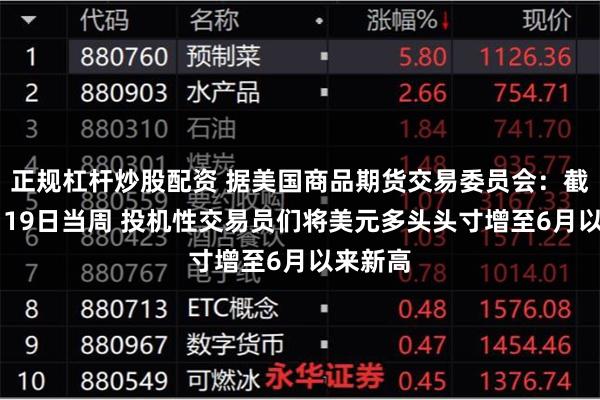 正规杠杆炒股配资 据美国商品期货交易委员会：截至11月19日当周 投机性交易员们将美元多头头寸增至6月以来新高